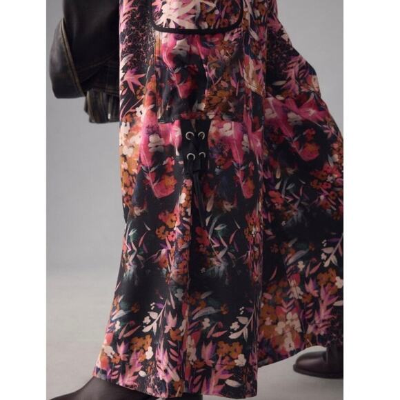 Anthropologie Palazzo Utility Cargo Pant $140 Pink Black Floral Flowy Size 10 - Picture 2 of 16